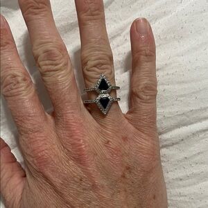 Elegant Silver and sapphire Geometric Ring